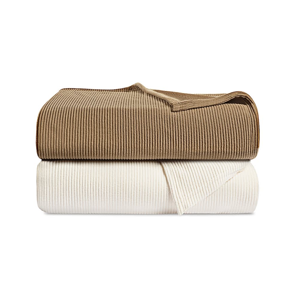 GuestSupply CA Centex Ribbed Fleece Blanket Queen 90x90 2.73 lbs Sand